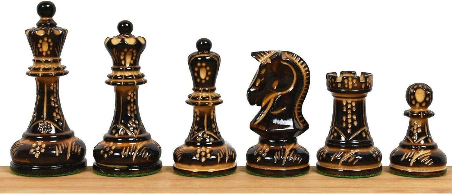 1970s' Dubrovnik Chess Pieces Only Set - Hand Carved Lacquered Boxwood-3.8" King