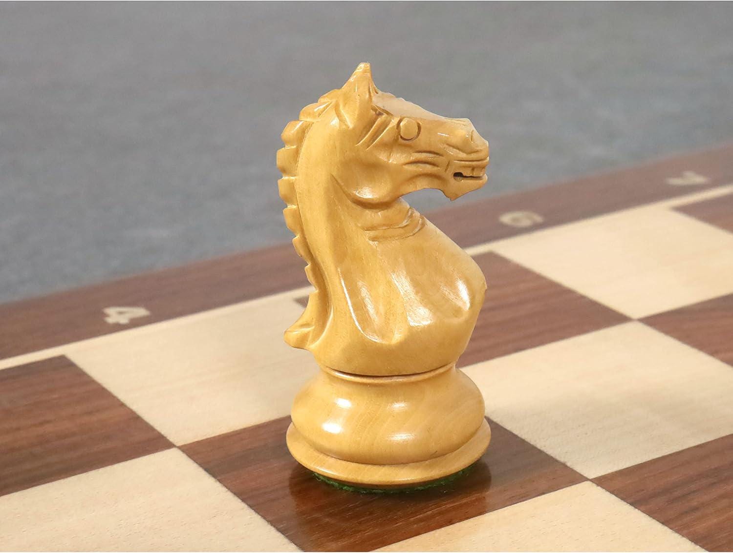 3.75" Queens Gambit Staunton Chess Pieces Only Set - Weighted Golden Rosewood