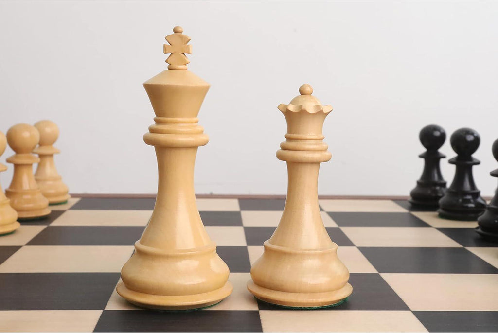 4" Fierce Knight Staunton Chess Pieces Only Set - Weighted Ebonised Boxwood