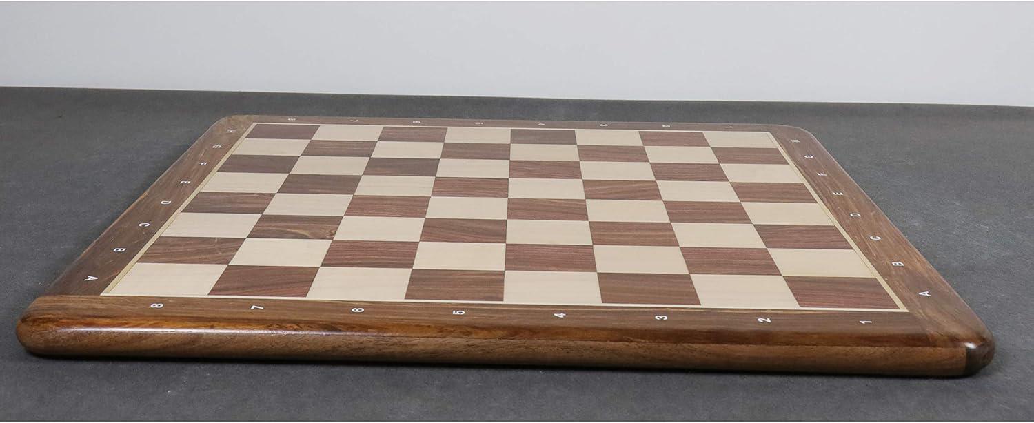 19" Golden Rosewood & Maple Solid Inlaid Wood Chess Board - Algebraic Notations