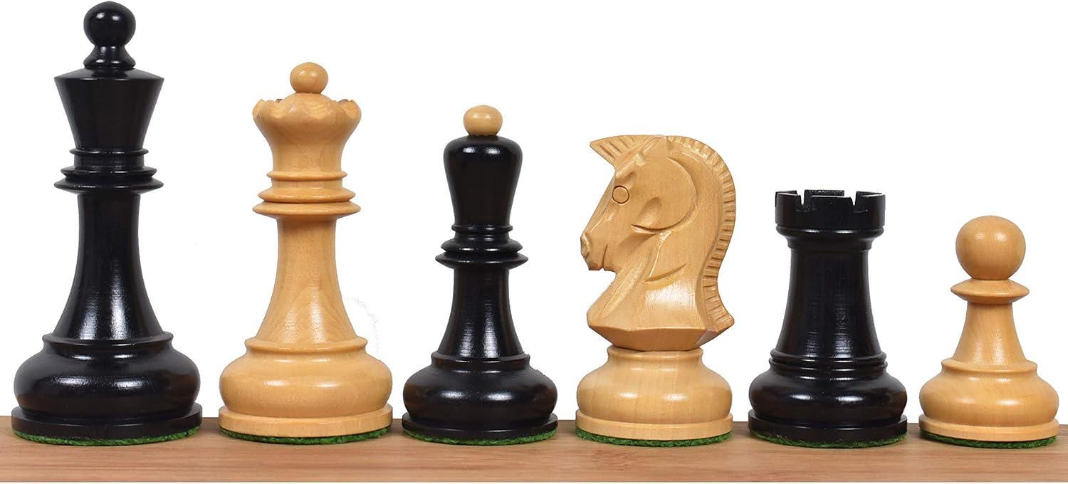 1970s' Dubrovnik Chess Pieces Only Set- Triple Weighted Ebony Wood - 3.8" King