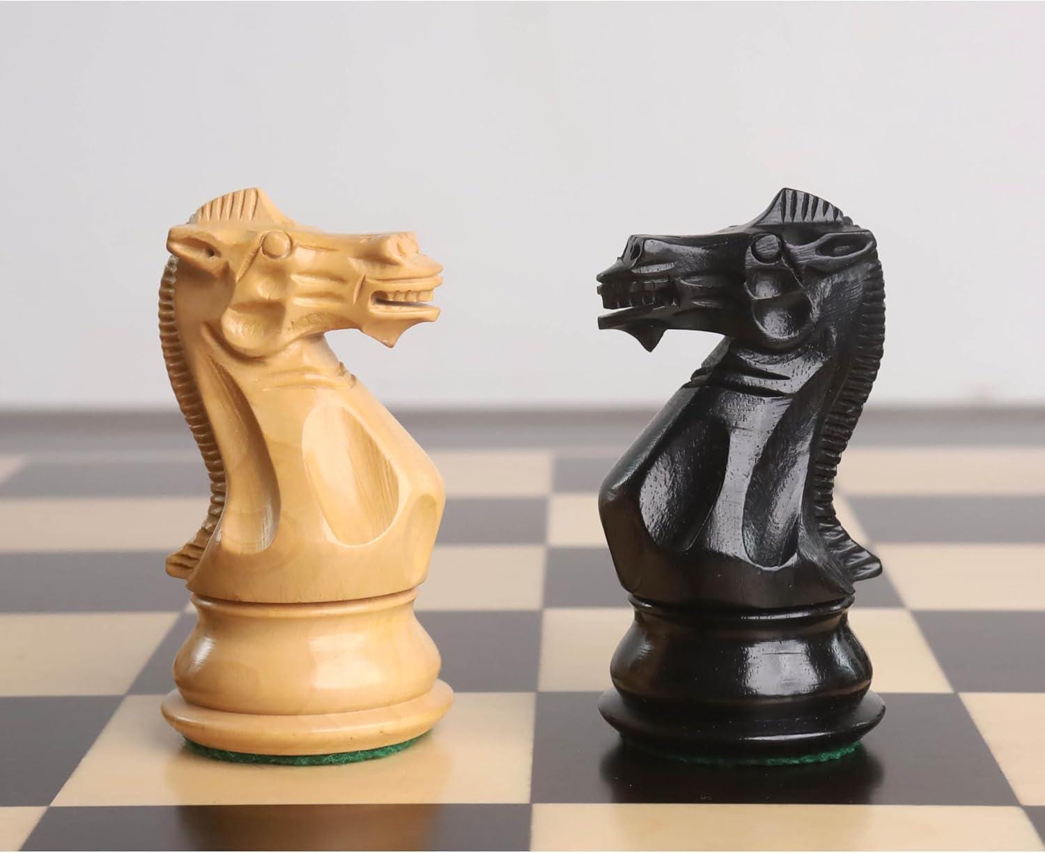 3.9" Professional Staunton Chess Pieces Only Set - Weighted Ebony Wood And Boxwood