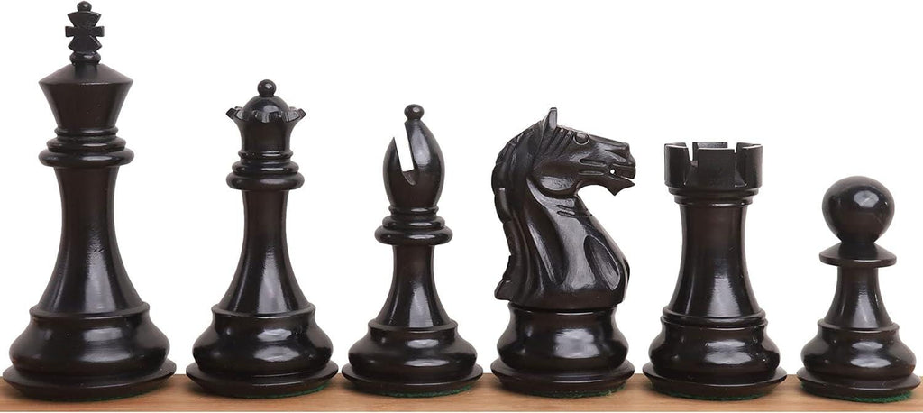 4" Fierce Knight Staunton Chess Pieces Only Set - Weighted Ebonised Boxwood