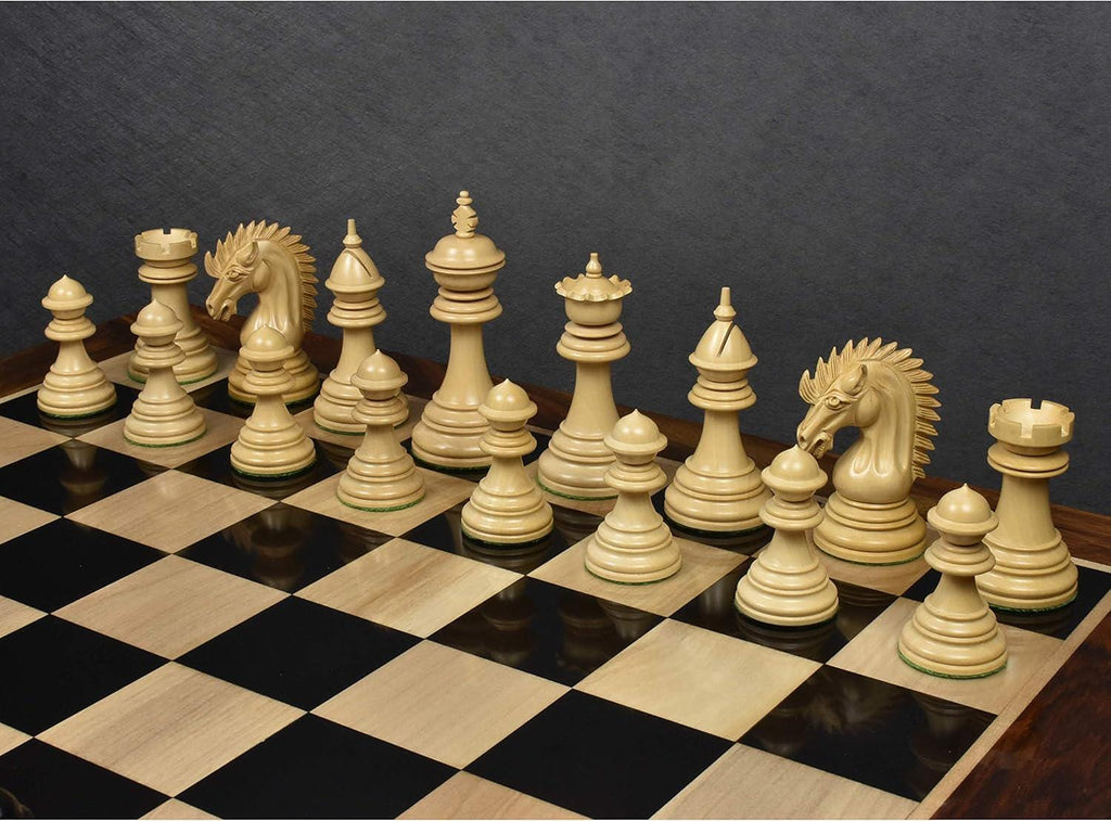 4.4" Dragon Luxury Staunton Chess Pieces Only Set - Triple Weighted - Ebony Wood