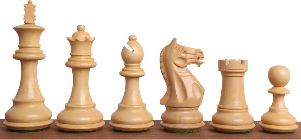 Fierce Knight Staunton Chess Pieces Only Set - Weighted Boxwood - 3.5" Extra Queens