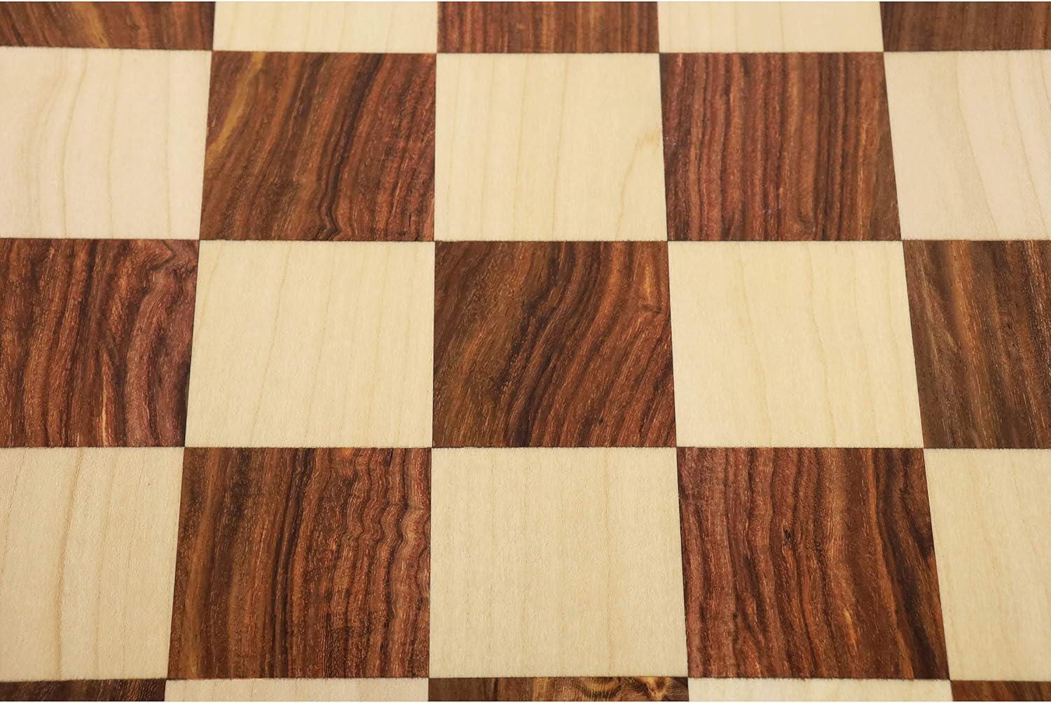 21" Large Chess Board - Golden Rosewood & Maple - 55 mm Square- Algebraic Notations