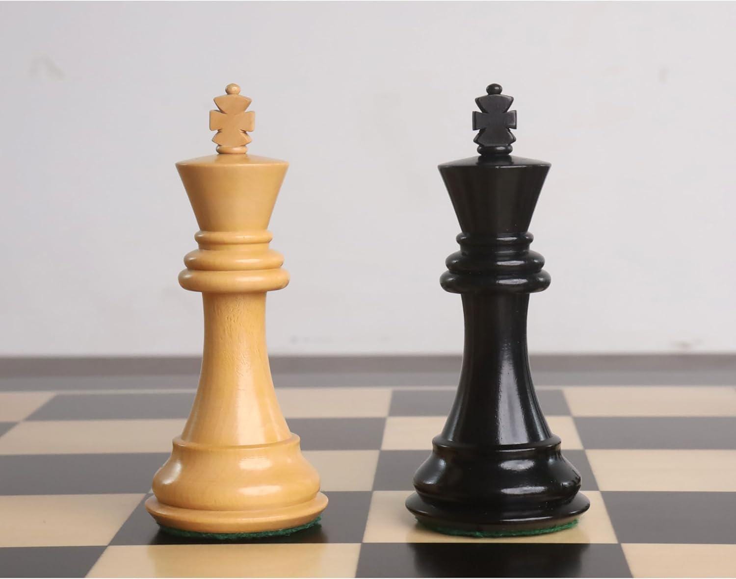 3.9" Professional Staunton Chess Pieces Only Set - Weighted Ebony Wood And Boxwood