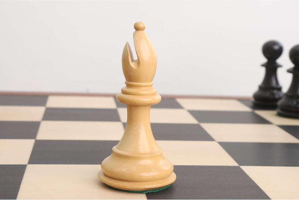 4" Fierce Knight Staunton Chess Pieces Only Set - Weighted Ebonised Boxwood