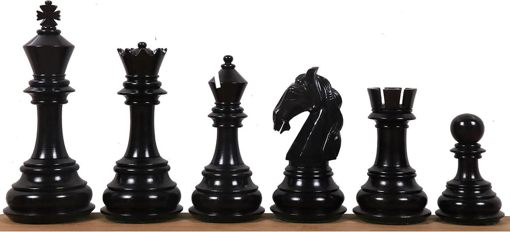 4.6" Rare Columbian Triple Weighted Luxury Chess Pieces Only Set -Ebony Wood