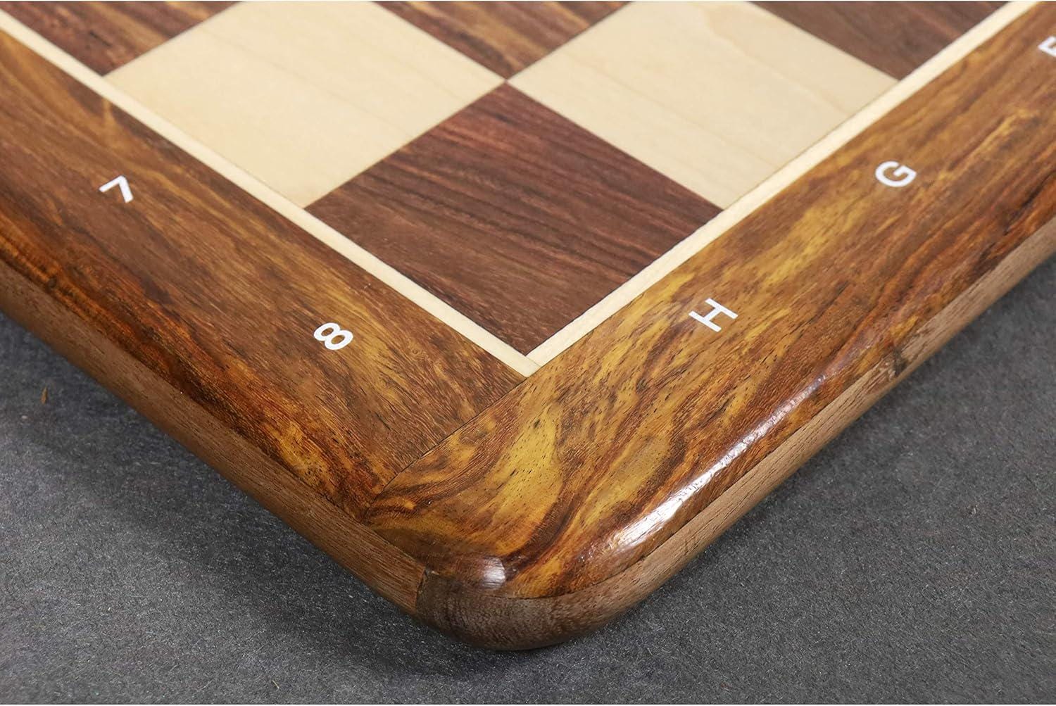 21" Large Chess Board - Golden Rosewood & Maple - 55 mm Square- Algebraic Notations