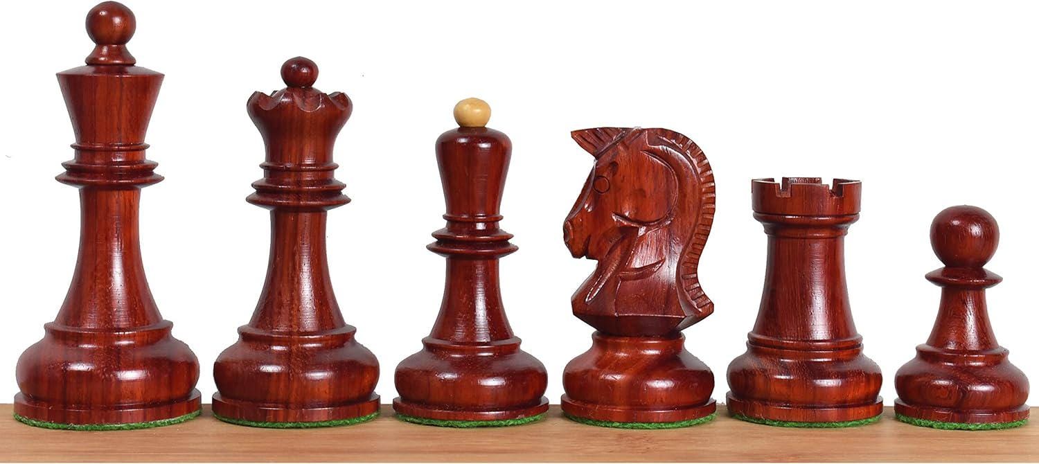 Dubrovnik Reproduced Chess Pieces Only Chess Set, Bud Rosewood Wooden Chess Set, 3.8-in King, Triple Weighted Chess Pieces (3.4 lbs)