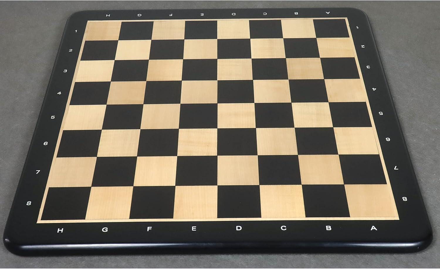 19" Ebony Wood & Maple Wood Chess Board - Square of 50 mm -Algebraic Notations
