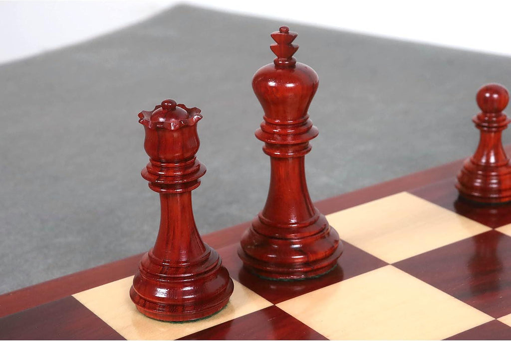 3.8" Imperial Staunton Chess Pieces Only Set - Weighted Bud Rose Wood