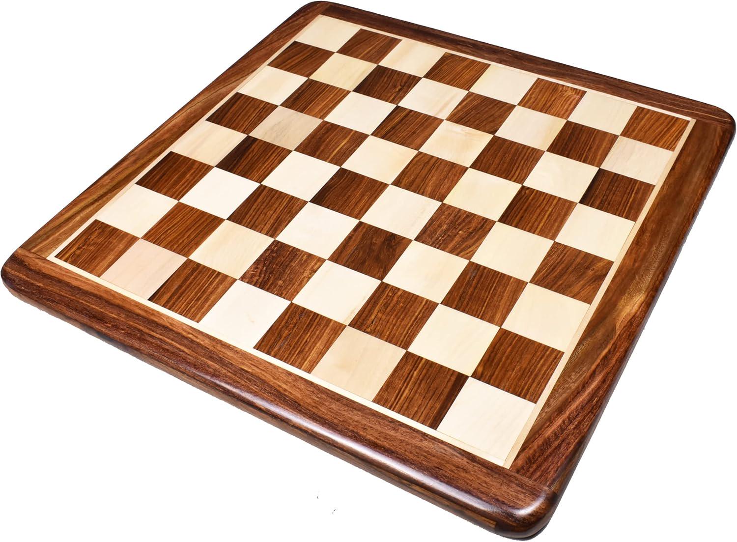 17" Wooden Inlaid Chess Board – Golden Rosewood & Maple | 45mm Squares for Standard Chess Pieces