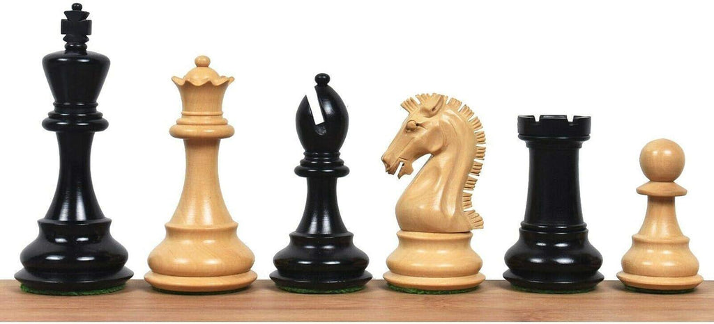 3.9" Craftsman Staunton Chess Pieces Only Set - Double Weighted Ebonised Boxwood