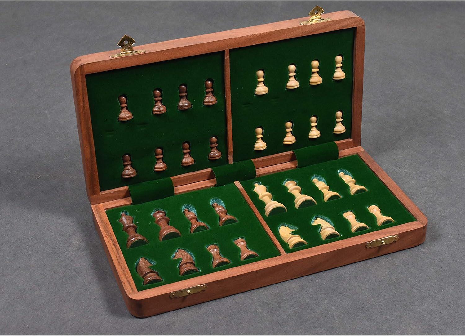 14-Inch Magnetic Chess Set – Handcrafted Golden Rosewood & Maple Travel Board