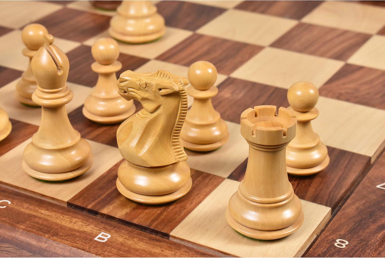 3.6" Professional Staunton Chess Pieces Only Set - Golden Rosewood - Weighted Chessmen