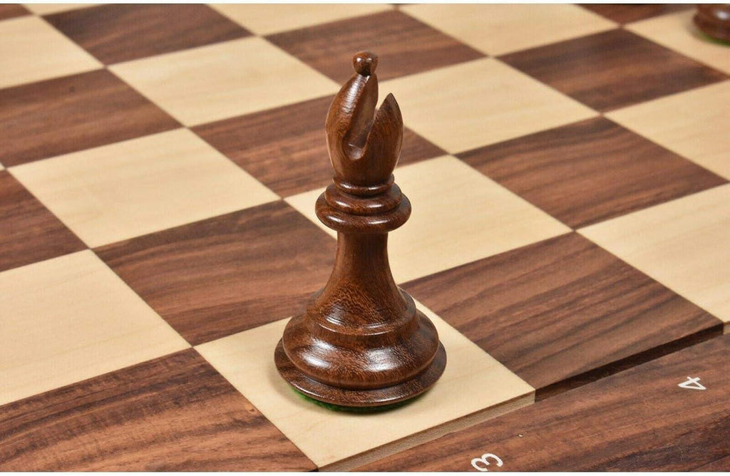 4" Fierce Knight Staunton Chess Pieces Only Set - Golden Rosewood & Boxwood