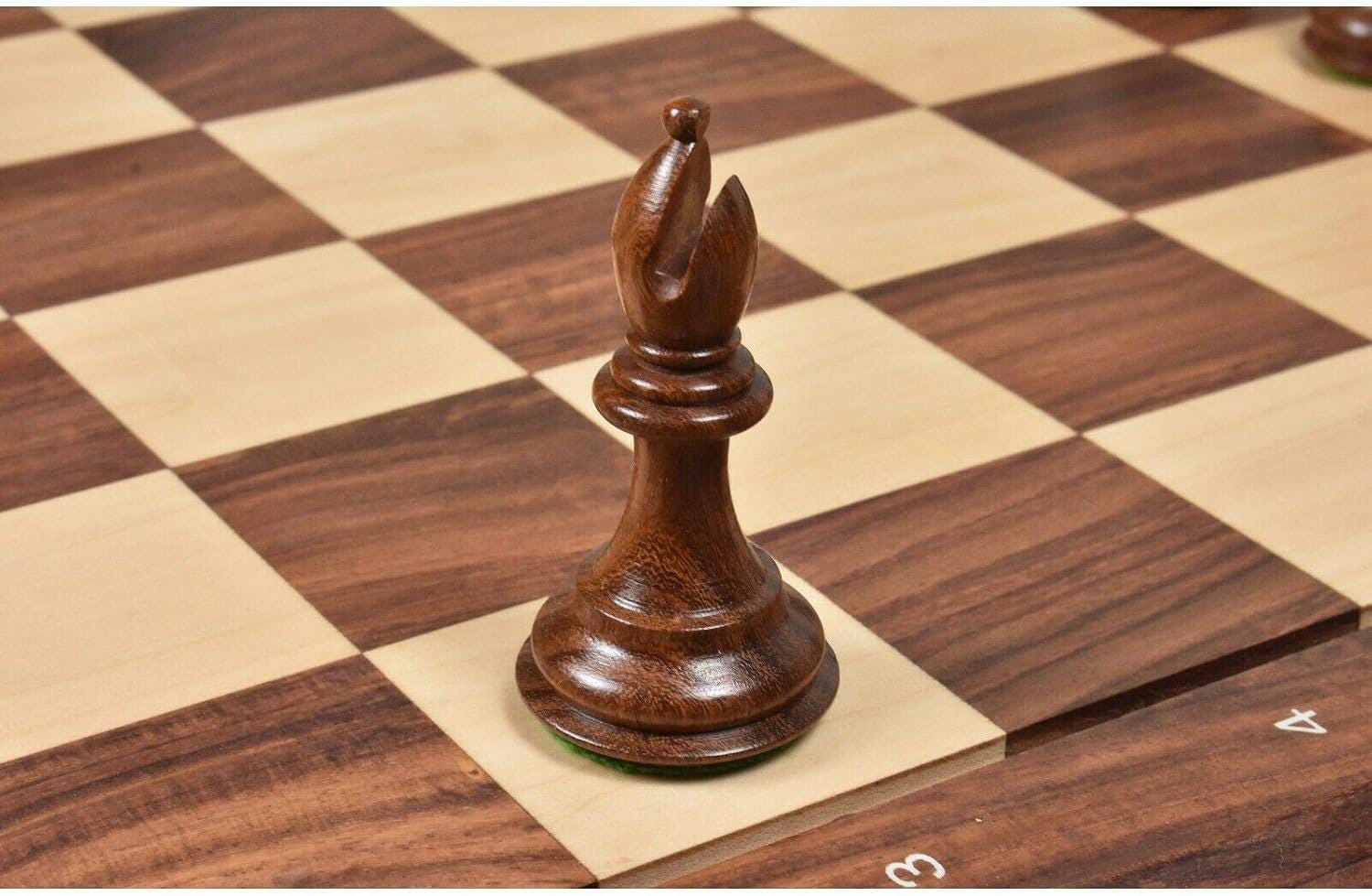 4" Fierce Knight Staunton Chess Pieces Only Set - Golden Rosewood & Boxwood