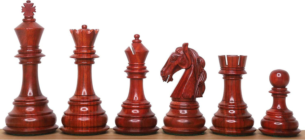 4.6" Rare Columbian Triple Weighted Luxury Chess Pieces Only Set -Bud Rose Wood