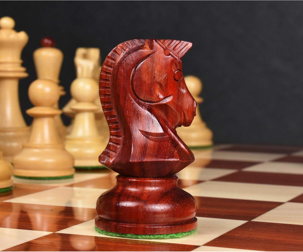 Dubrovnik Reproduced Chess Pieces Only Chess Set, Bud Rosewood Wooden Chess Set, 3.8-in King, Triple Weighted Chess Pieces (3.4 lbs)