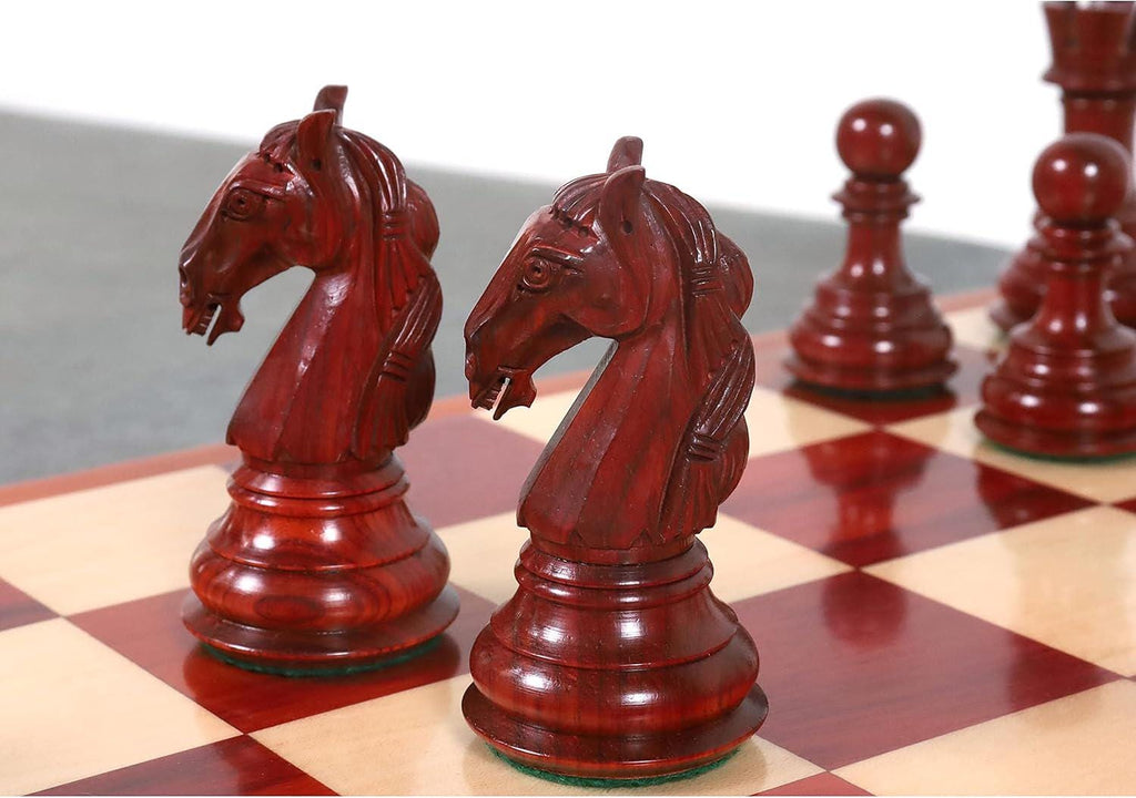 4.6" Rare Columbian Triple Weighted Luxury Chess Pieces Only Set -Bud Rose Wood