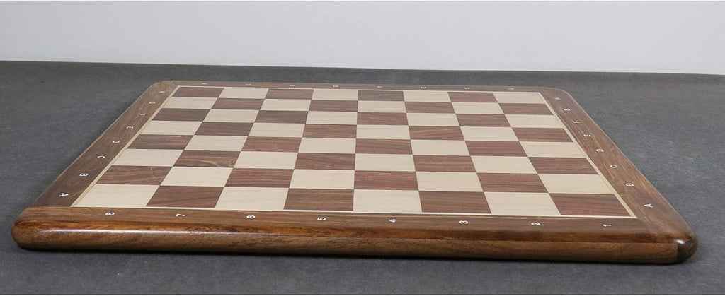 21" Large Chess Board - Golden Rosewood & Maple - 55 mm Square- Algebraic Notations