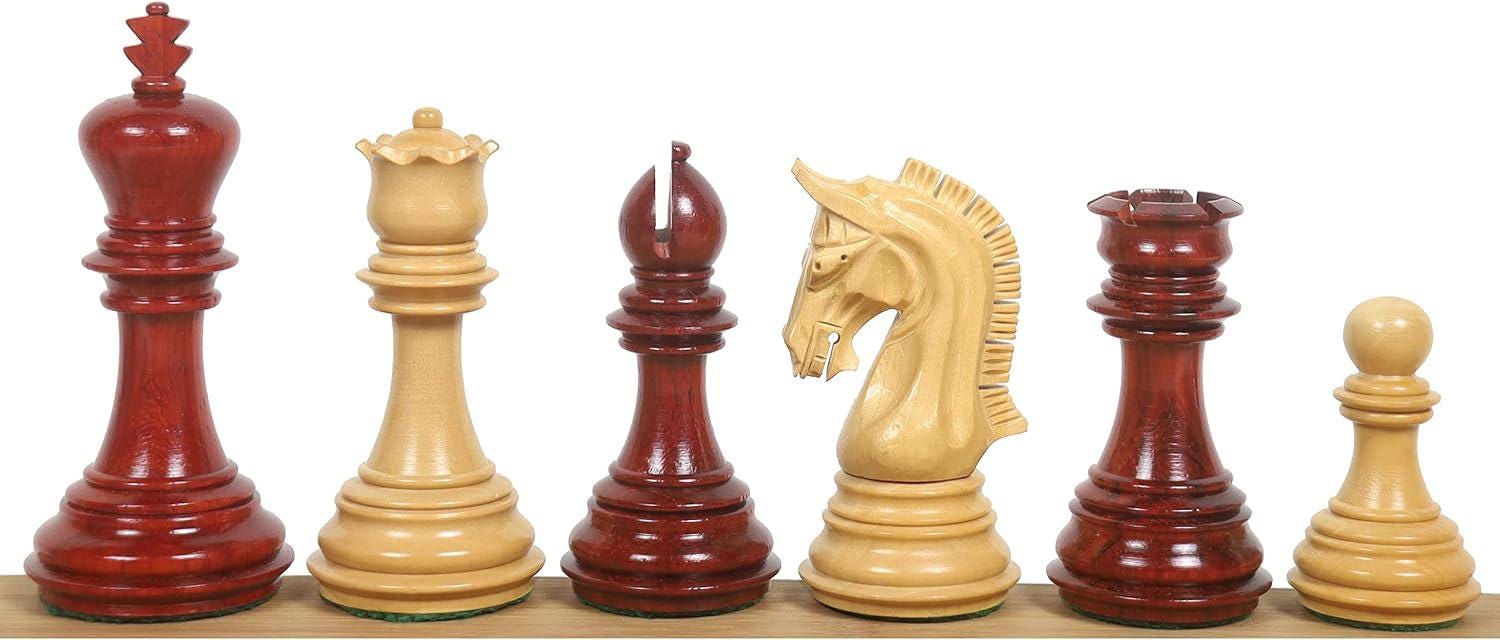 3.8" Imperial Staunton Chess Pieces Only Set - Weighted Bud Rose Wood