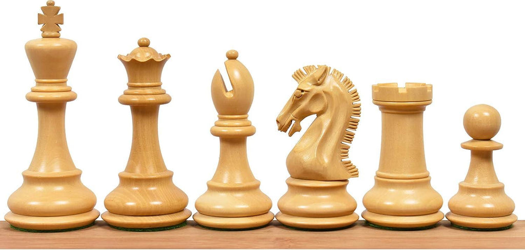 Craftsman Knight Staunton Chess Pieces Only, Ebony and Boxwood Wooden Chess Set, 3.9-in King, Double Weighted Chess Pieces (3.5 lbs)