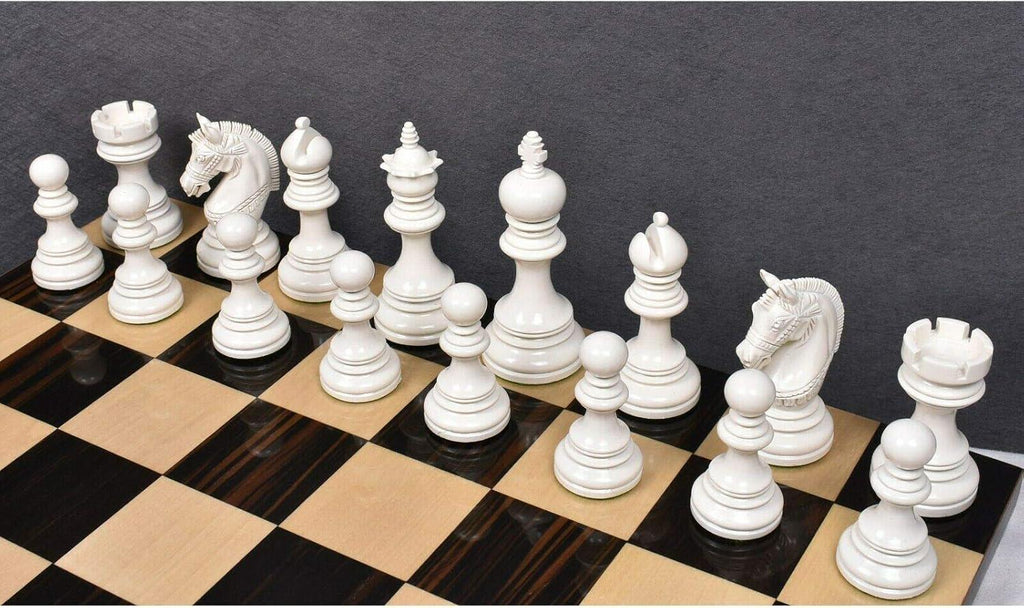4.1" Stallion Staunton Luxury Chess Piece only Set-Red & White Lacquered Boxwood