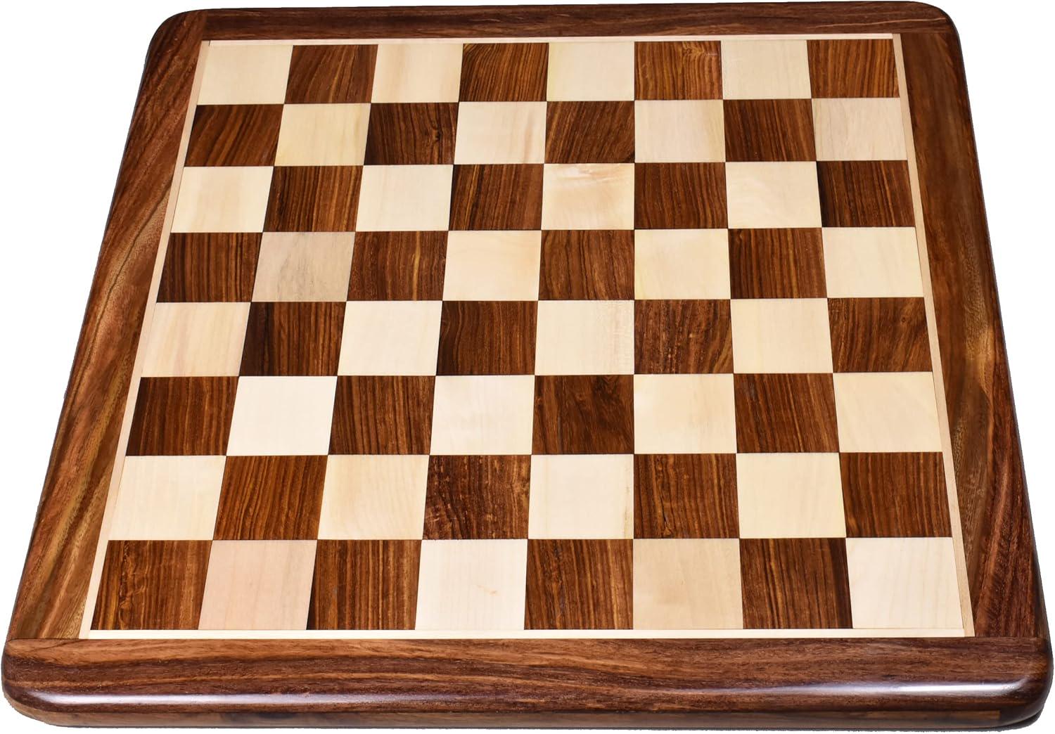 ChessCraftman 19" Inlaid Wooden Chess Board – Golden Rosewood & Maple | 50mm Squares for Full-Size Chess Pieces