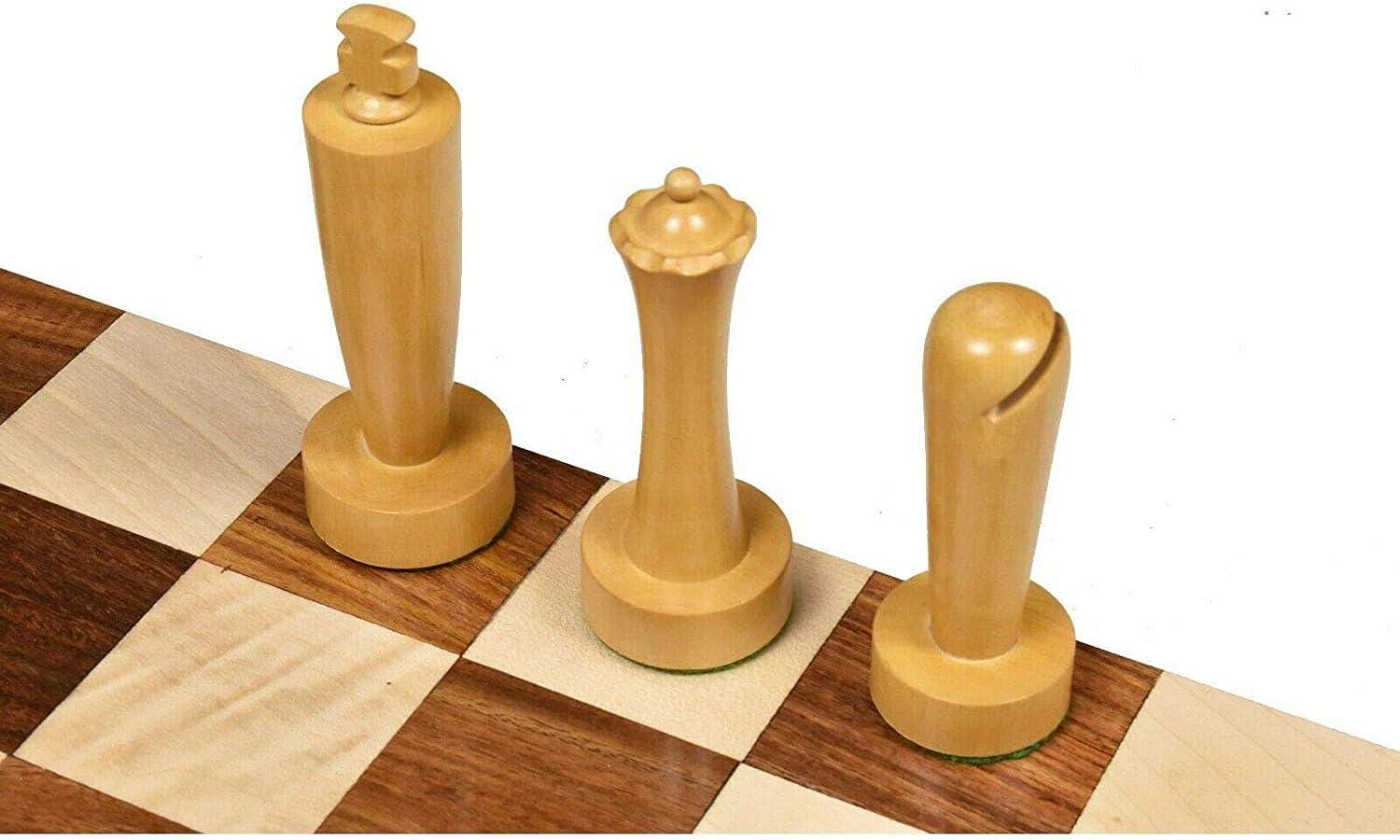 3.9'' Berliner Modern Minimalist Chess Pieces Only Set- Weighted Golden Rosewood