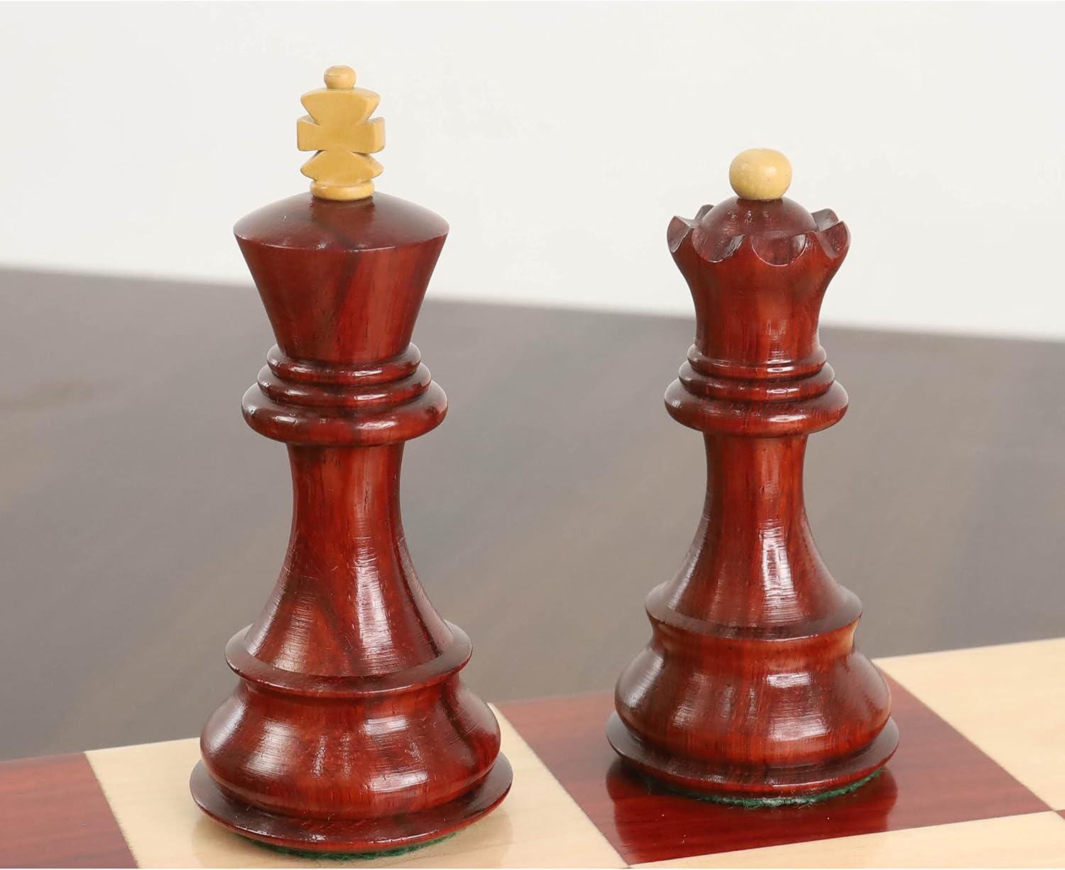 Chesscraftman -3.9" Russian Zagreb 59' Chess Set- Chess Pieces Only - Double Weighted Bud Rose Wood