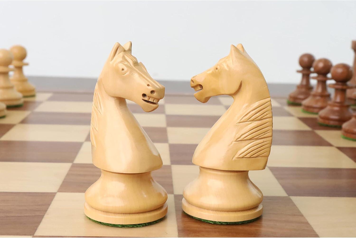 French Grandmaster's Staunton Chess Pieces Only Set- Golden Rosewood - 4.1" King
