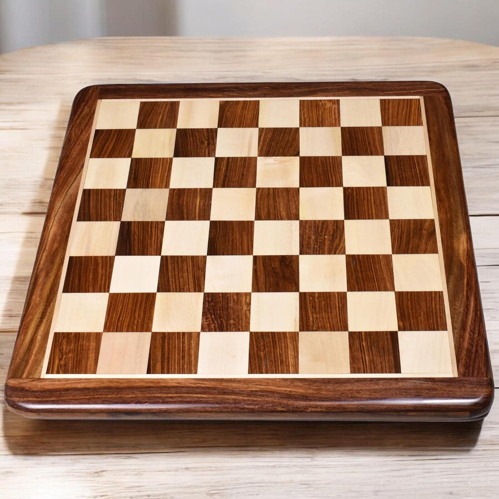 ChessCraftman 19" Inlaid Wooden Chess Board – Golden Rosewood & Maple | 50mm Squares for Full-Size Chess Pieces