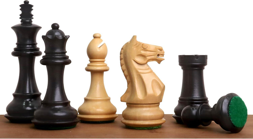 Fierce Knight Staunton Chess Pieces Only Set - Weighted Boxwood - 3.5" Extra Queens