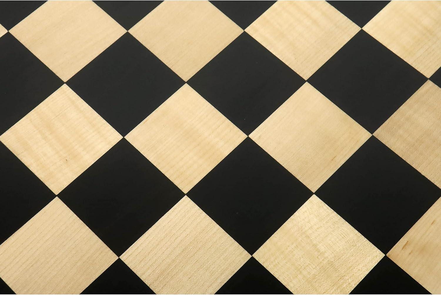 21" Ebony Wood & Maple Wood Chess Board - Square of 55 mm -Algebraic Notations