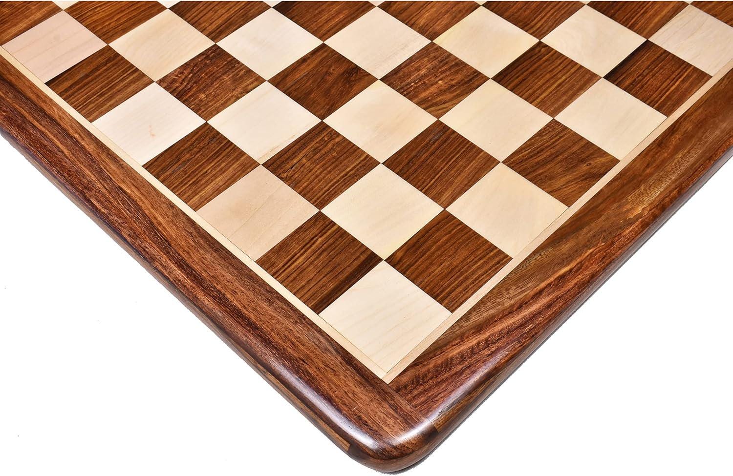 ChessCraftman 19" Inlaid Wooden Chess Board – Golden Rosewood & Maple | 50mm Squares for Full-Size Chess Pieces