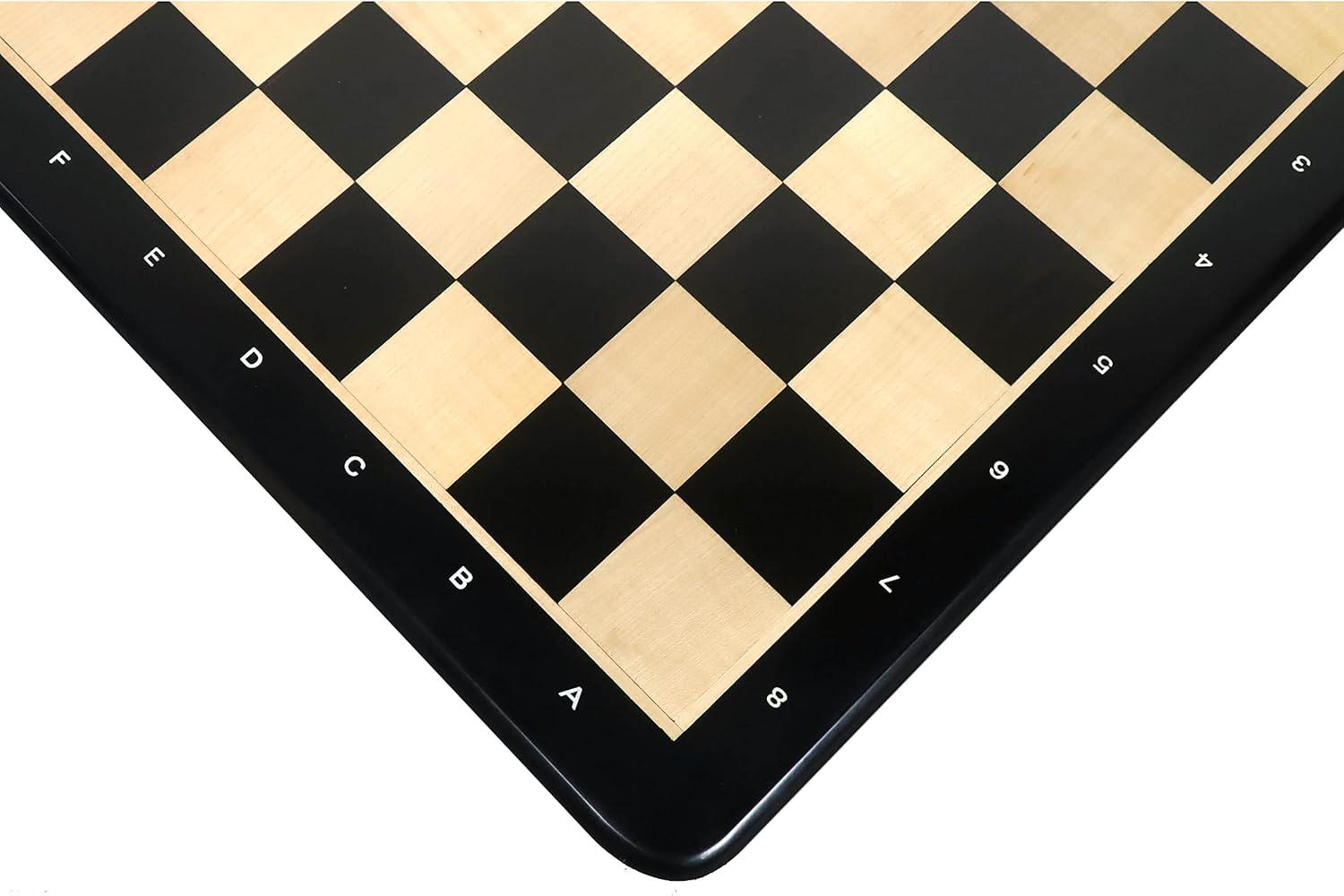 21" Ebony Wood & Maple Wood Chess Board - Square of 55 mm -Algebraic Notations