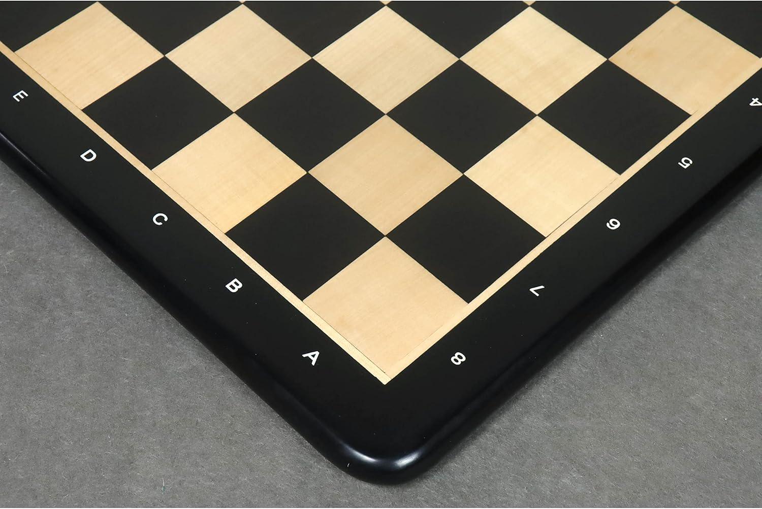 19" Ebony Wood & Maple Wood Chess Board - Square of 50 mm -Algebraic Notations