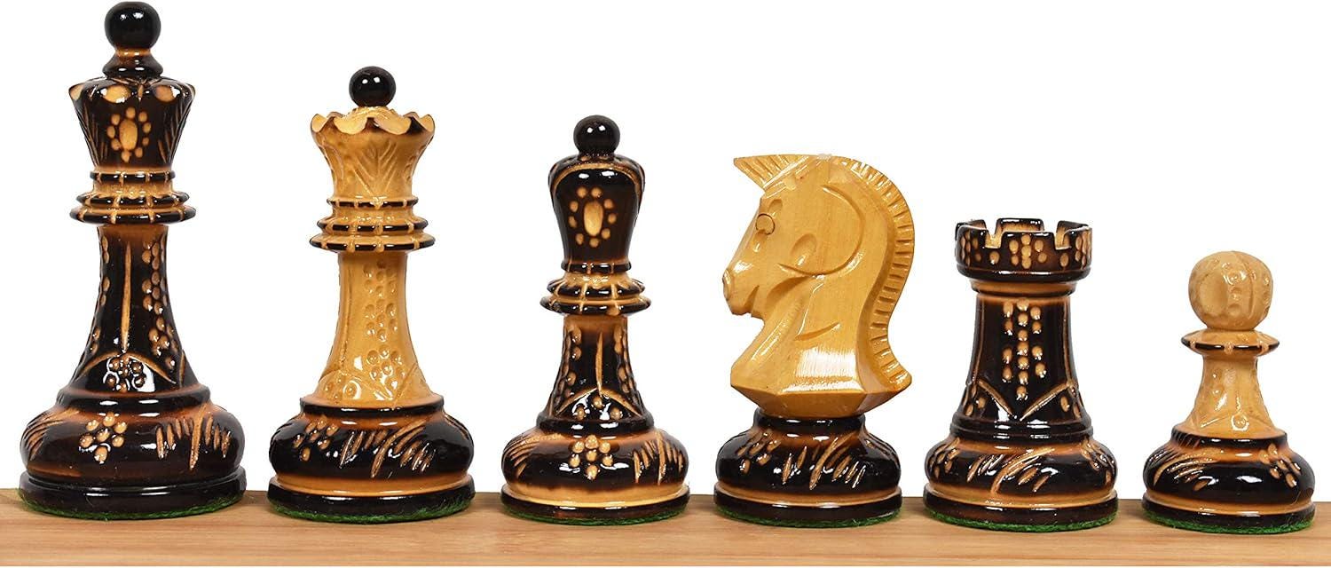 1970s' Dubrovnik Chess Pieces Only Set - Hand Carved Lacquered Boxwood-3.8" King