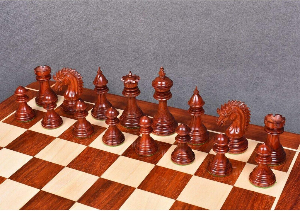 4.4" Dragon Luxury Staunton Chess Pieces Only Set -Triple Weighted-Bud Rose Wood