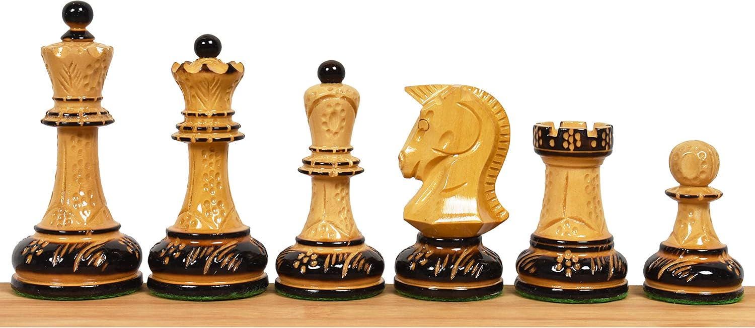1970s' Dubrovnik Chess Pieces Only Set - Hand Carved Lacquered Boxwood-3.8" King