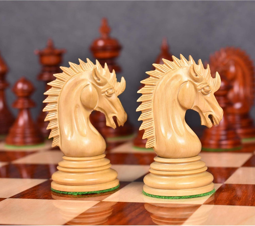 4.4" Dragon Luxury Staunton Chess Pieces Only Set -Triple Weighted-Bud Rose Wood