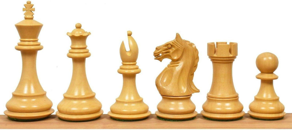 4" Fierce Knight Staunton Chess Pieces Only Set - Golden Rosewood & Boxwood