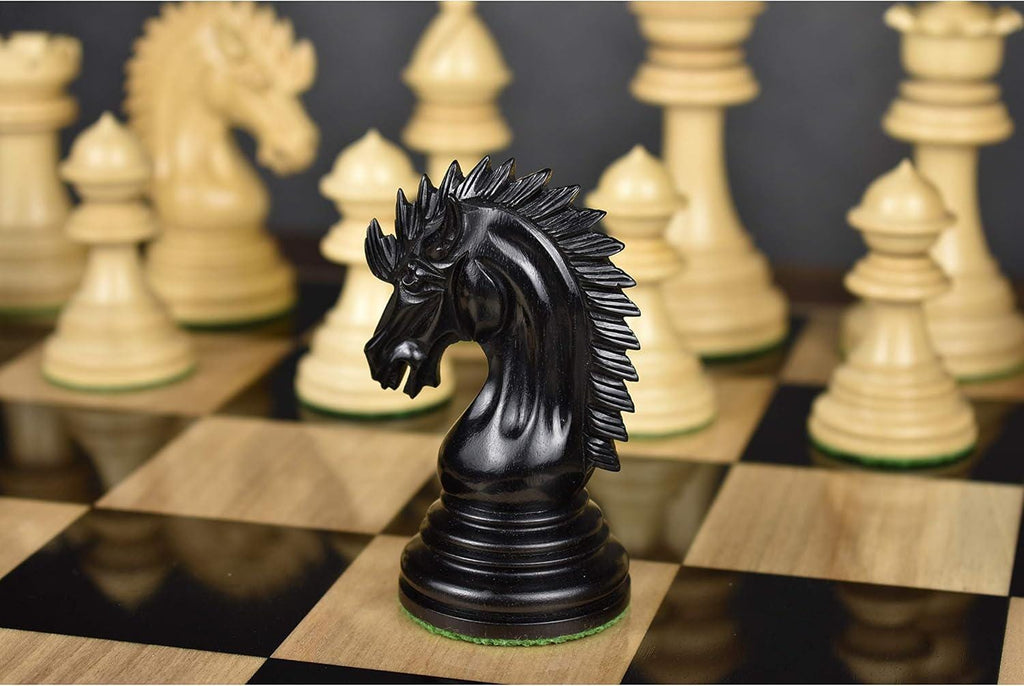 4.4" Dragon Luxury Staunton Chess Pieces Only Set - Triple Weighted - Ebony Wood