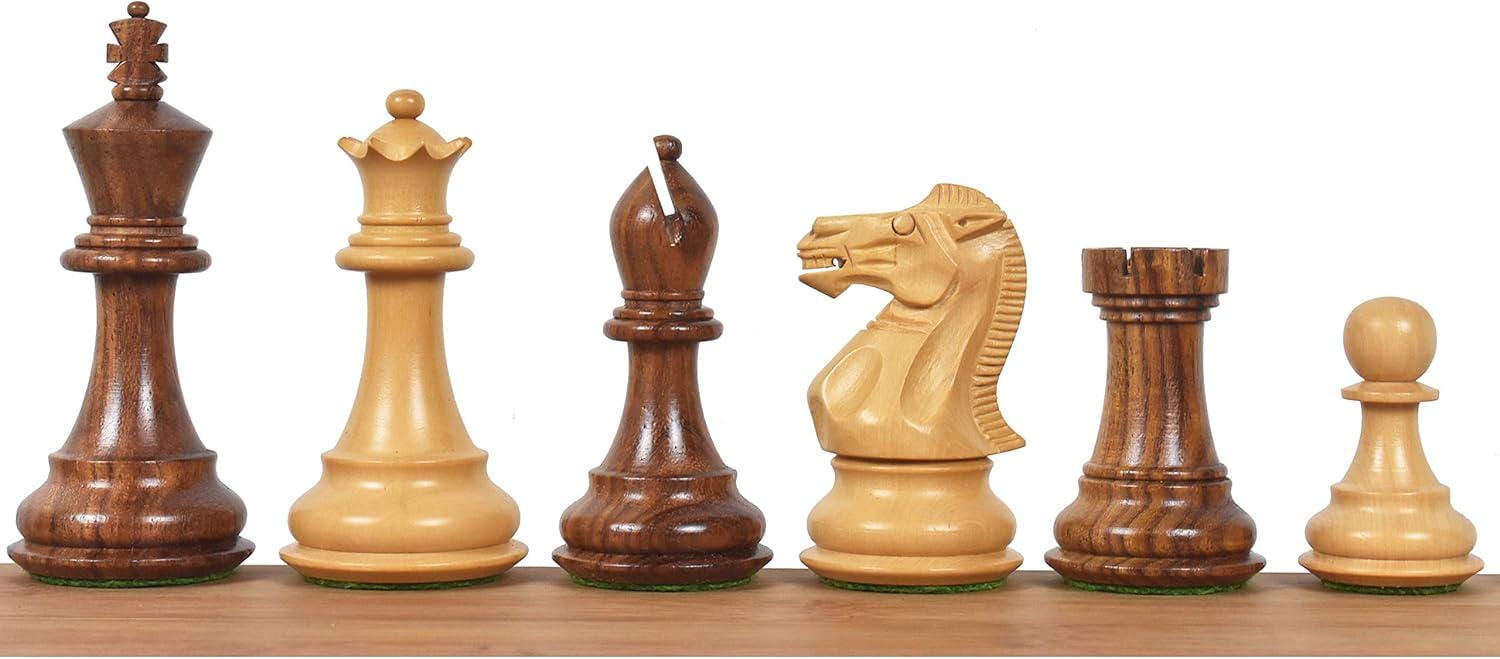 3.6" Professional Staunton Chess Pieces Only Set - Golden Rosewood - Weighted Chessmen