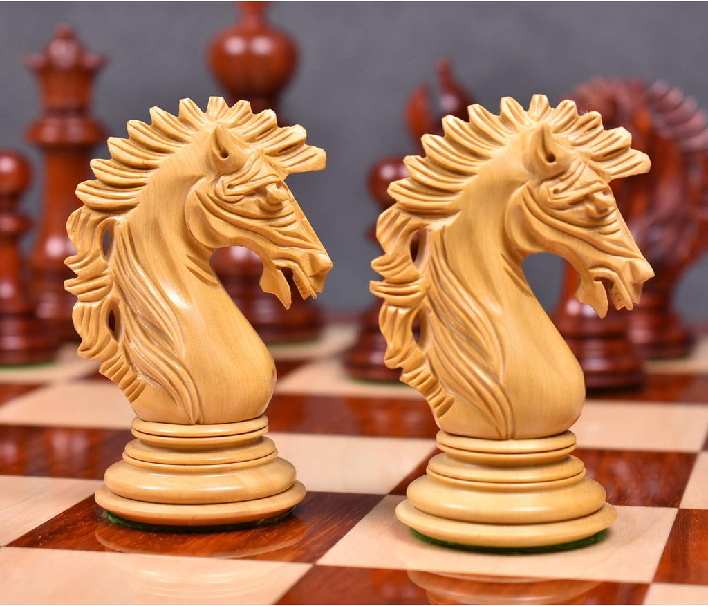 Mogul Staunton Chess Pieces Only , Bud Rosewood and Boxwood Gloss Wooden Chess Set, 4.6-in King, Triple Weighted Chess Pieces (5.24 lbs)