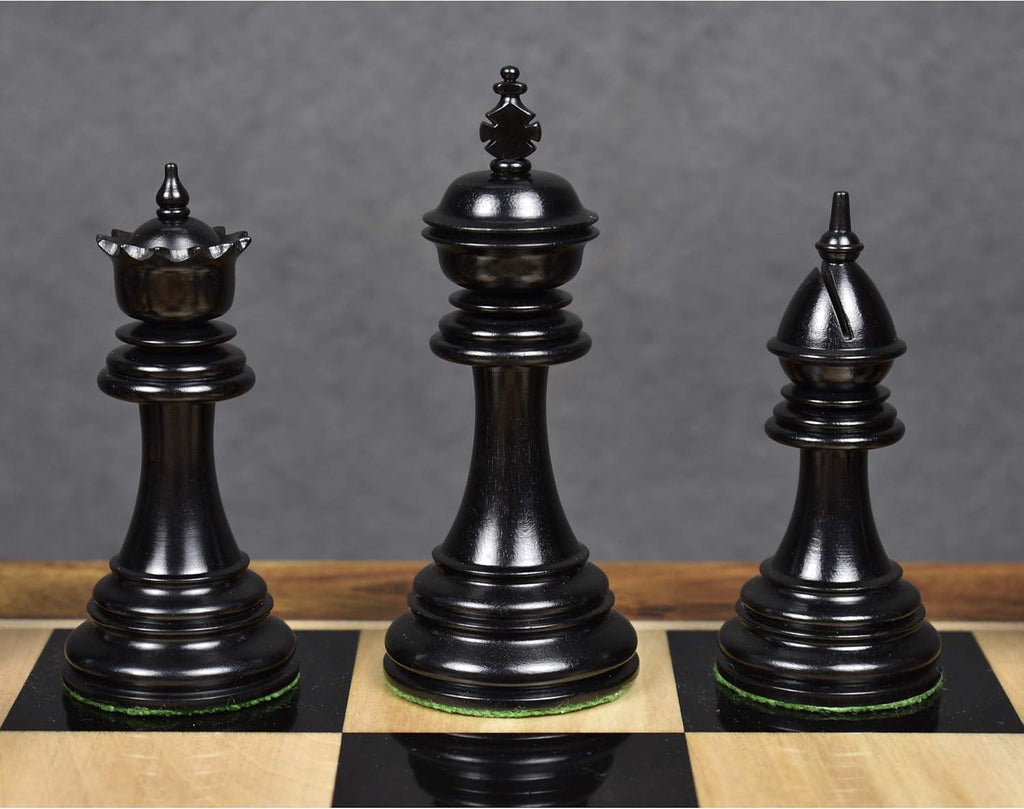 4.4" Dragon Luxury Staunton Chess Pieces Only Set - Triple Weighted - Ebony Wood