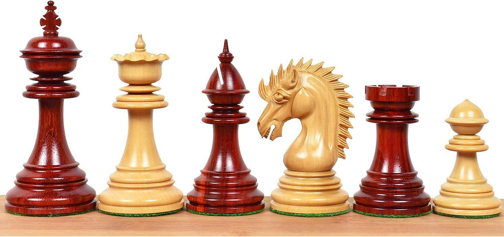 4.4" Dragon Luxury Staunton Chess Pieces Only Set -Triple Weighted-Bud Rose Wood
